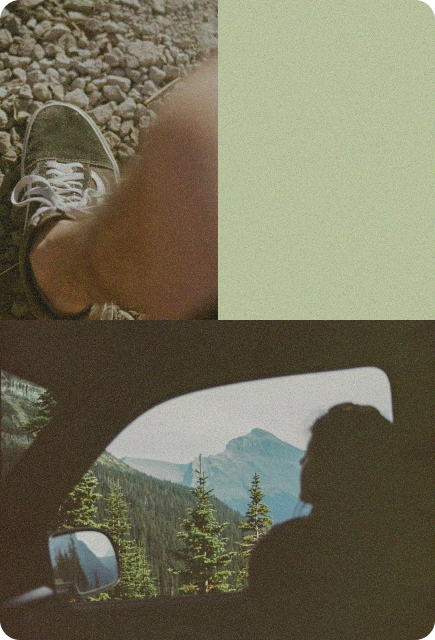 View from a car overlooking mountains and trees, capturing presence, stillness, and being fully in the moment.