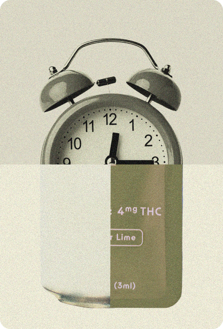 Vintage-style collage combining an alarm clock with Ginger Lime Wims Pocket-Tonic™ packaging.