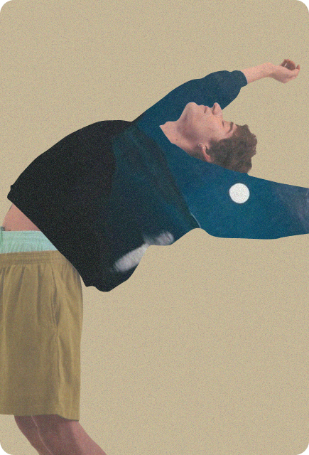 Person stretching backward with arms extended, representing gentle bedtime stretching to relax the body.