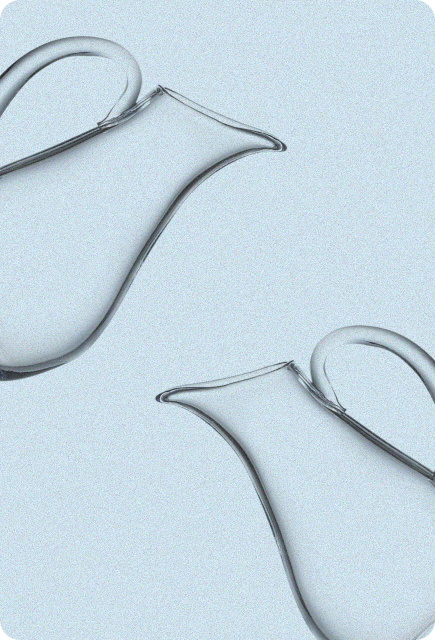 Minimal glass pitchers on a clean background, representing simple bases for creative drink mixing with Wims.
