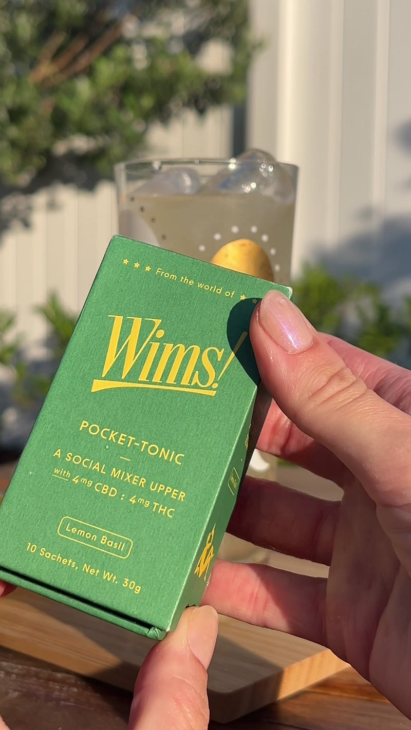 Squeezing a Wims Lemon Basil Pocket-Tonic™ into the glass, adding layers of flavor before finishing with lemon juice for a bright, zesty twist.